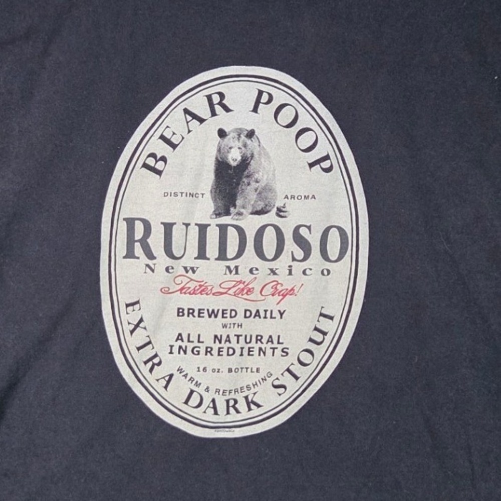 The Duck Company Graphic T-Shirt Mens 2XL Black Ruidoso Bear Poop Beer Parody
